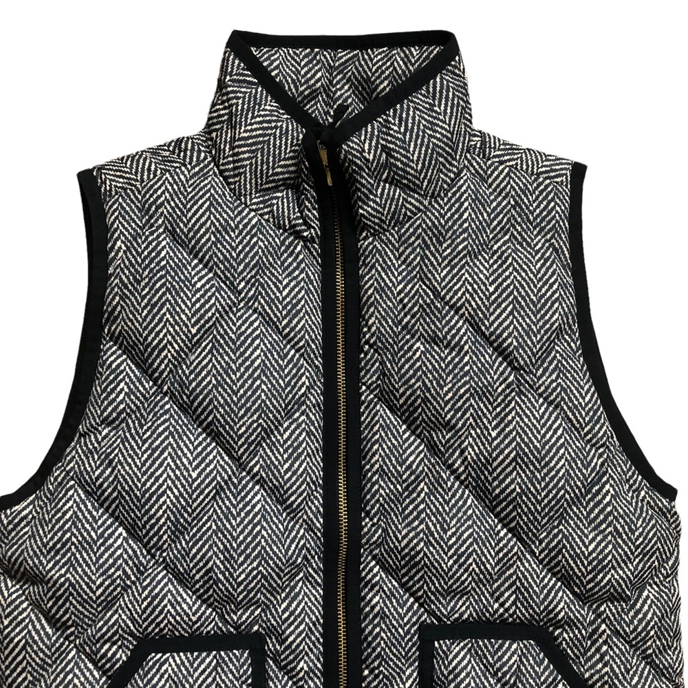 J. Crew Puffer Vest Black Tan Small - Picture 2 of 8